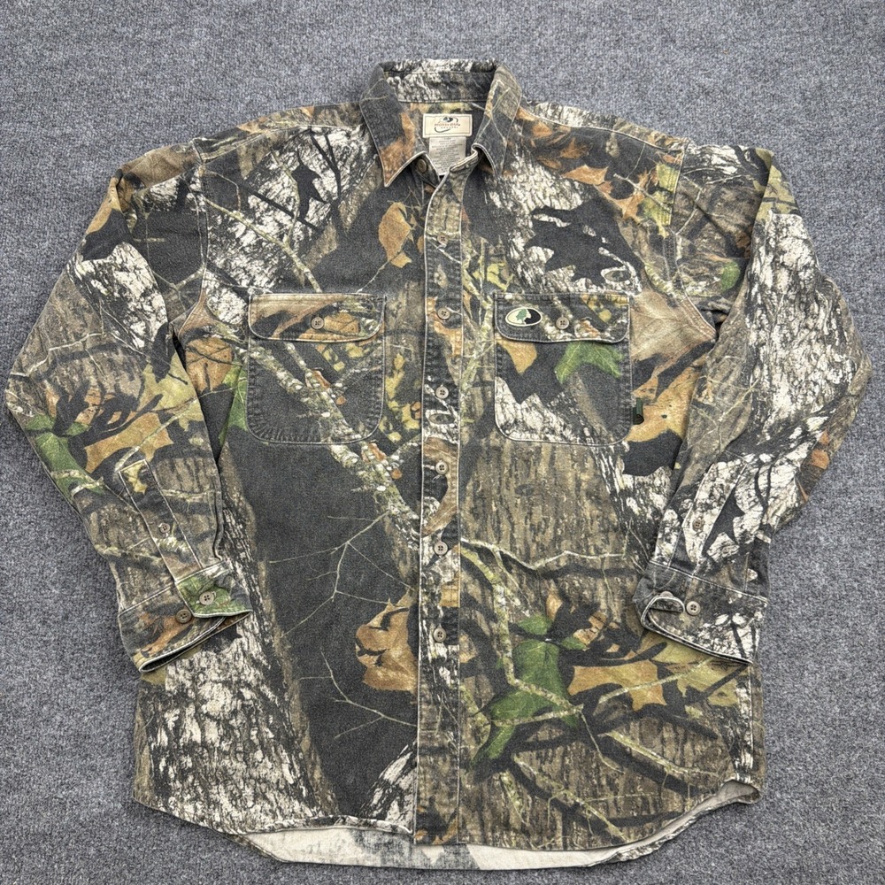 Mossy Oak Chamois Heavyweight Flannel Shirt Men's‎ Medium Camo Green Hunting